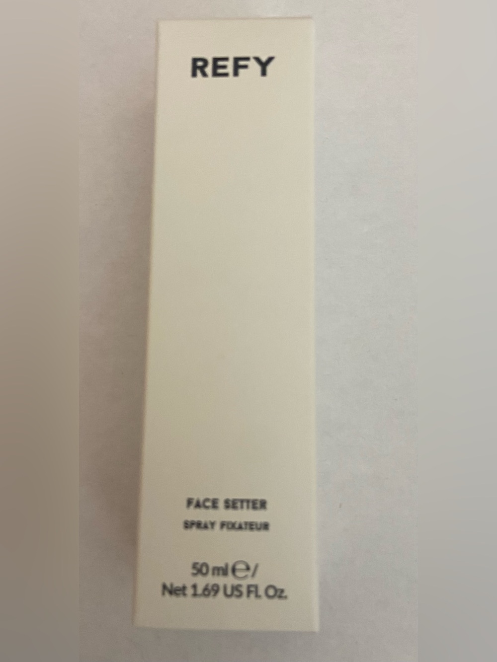 REFY Face Setter Setting Spray — Cream White Packaging